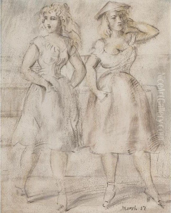 Women Posing: A Double-sided Work Oil Painting by Reginald Marsh