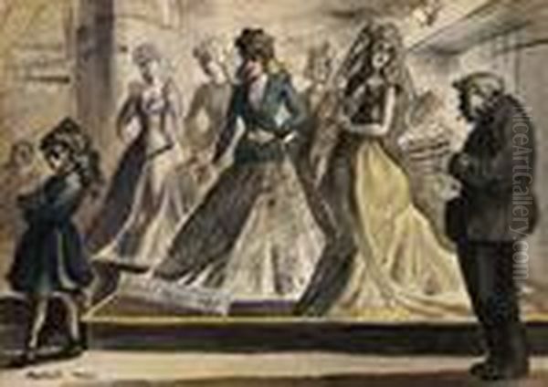 Zessie's Bridal Shop Oil Painting by Reginald Marsh