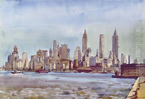New York Skyline Oil Painting by Reginald Marsh