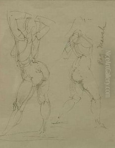 Standing Female Nudes Oil Painting by Reginald Marsh