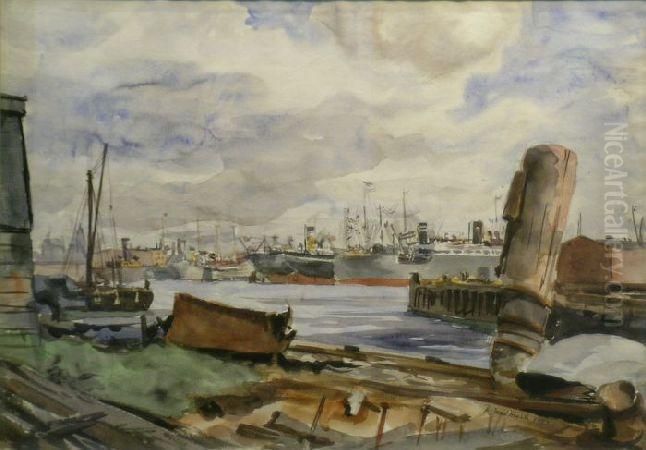 Along The Waterfront Oil Painting by Reginald Marsh
