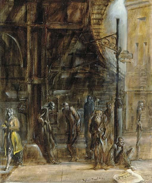 Two Women Picked By Ike For Top Places (third Avenue El) Oil Painting by Reginald Marsh