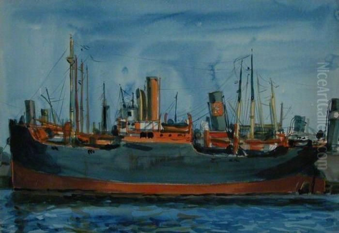 Freighter Oil Painting by Reginald Marsh