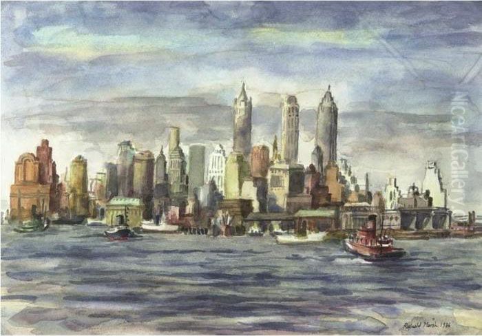 New York Sky Line Oil Painting by Reginald Marsh