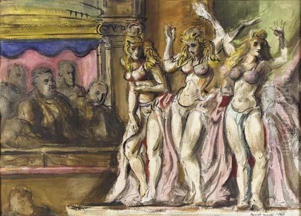 Burlesque Dancers Oil Painting by Reginald Marsh