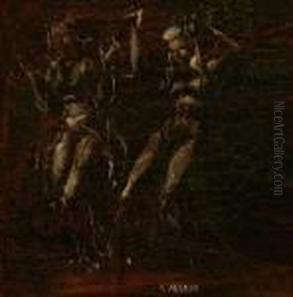 Two Female Nudes Oil Painting by Reginald Marsh