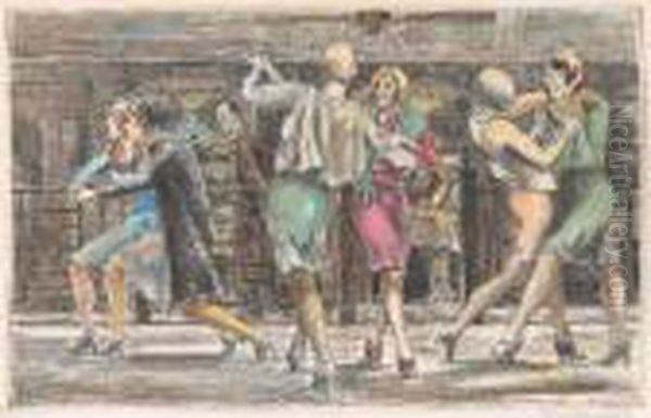 Chop Suey Dancers #2 (sasowsky 79) Oil Painting by Reginald Marsh