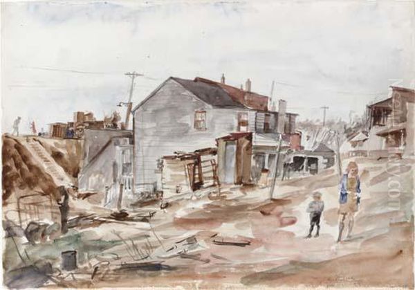 The Backyard Oil Painting by Reginald Marsh