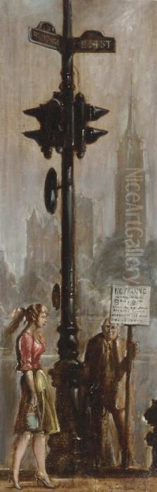 Broadway And East 14th Street Oil Painting by Reginald Marsh