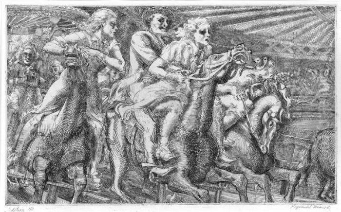 Wooden Horses (s. 171) Oil Painting by Reginald Marsh