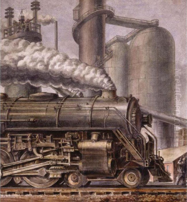 The Locomotive Oil Painting by Reginald Marsh