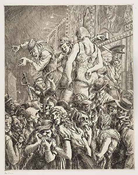 The Barker<</b> Oil Painting by Reginald Marsh