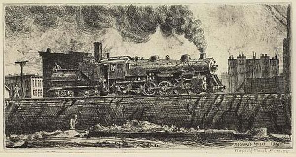 Loco--going Through Jersey City Oil Painting by Reginald Marsh