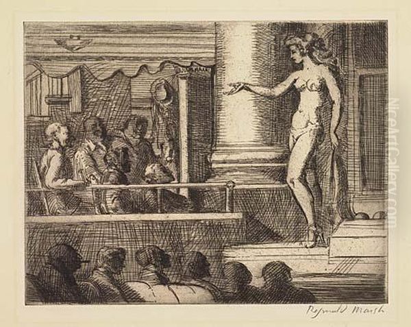 Striptease In New Jersey<</b> Oil Painting by Reginald Marsh