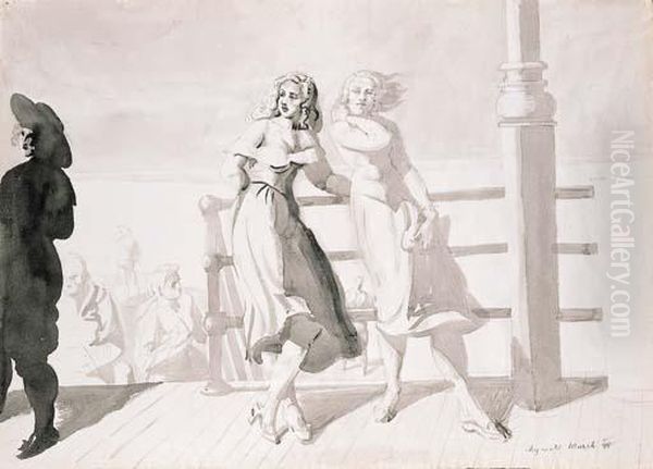 On The Boardwalk Oil Painting by Reginald Marsh