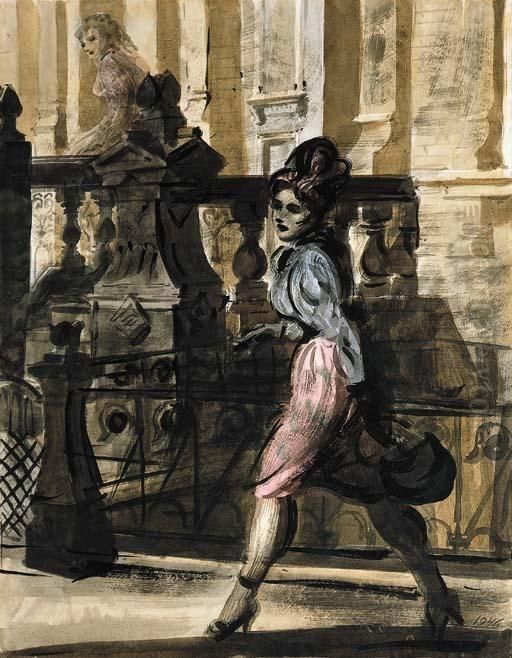 Downtown Walk Oil Painting by Reginald Marsh