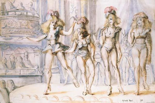 Burlesque With Four Figures Oil Painting by Reginald Marsh
