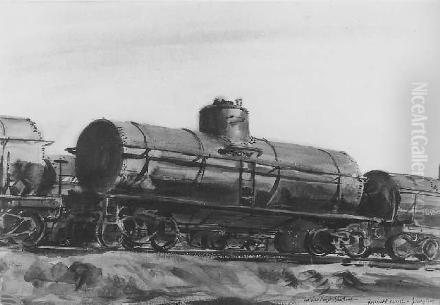 Railway Tank Car, Jersey City Oil Painting by Reginald Marsh