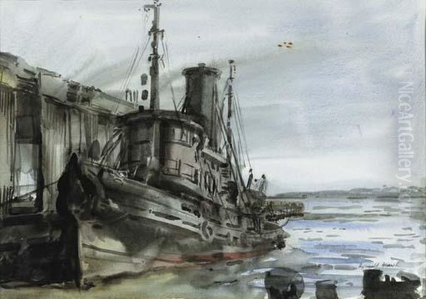 Tugboat Oil Painting by Reginald Marsh