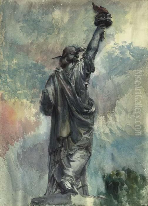 Statue Of Liberty Oil Painting by Reginald Marsh