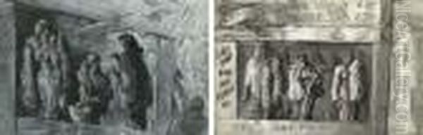 Furs; Furs One Flight Up: A Double-sided Work Oil Painting by Reginald Marsh