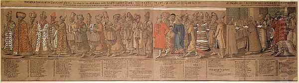 The Great Embassy of Ivan IV 1530-84 of Russia to the Holy Roman Emperor at Regensburg in 1576 Oil Painting by Michael Peterle