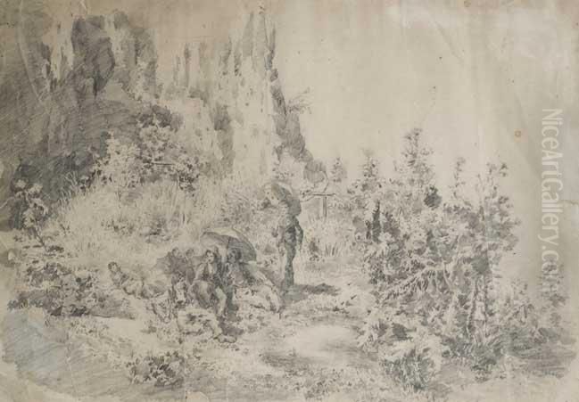 En Elcampo Oil Painting by Ramon Marti Y Alsina