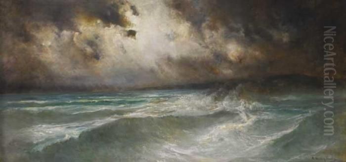 Marina Oil Painting by Ramon Marti Y Alsina