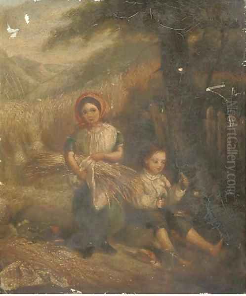 Children of the corn Oil Painting by Charles Henry Passey