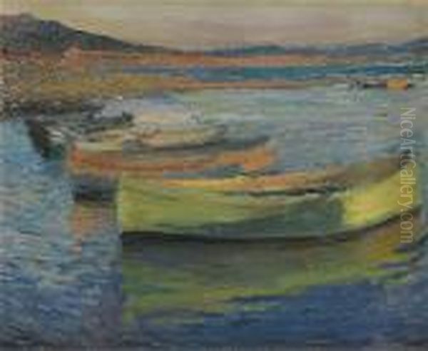 Barques Aux Environs De Collioure Oil Painting by Henri Martin