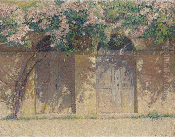 Portes Jumelles Sous Un Rosier Grimpant Oil Painting by Henri Martin
