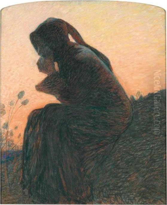 Dante Meditant [, Dante Meditating, Pastel On Paper, Signed And Dated '00] Oil Painting by Henri Martin