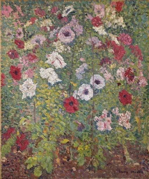 Parterre De Fleurs Oil Painting by Henri Martin