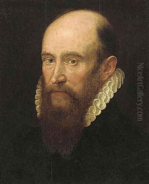 Portrait of a gentleman, small bust-length, with a beard and in a white ruff Oil Painting by Frans, the Elder Pourbus