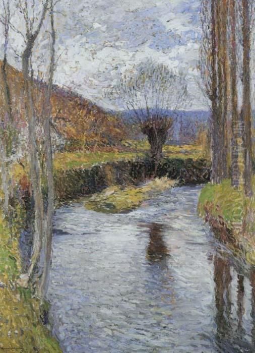 La Riviere Du Vert Au Printemps Oil Painting by Henri Martin
