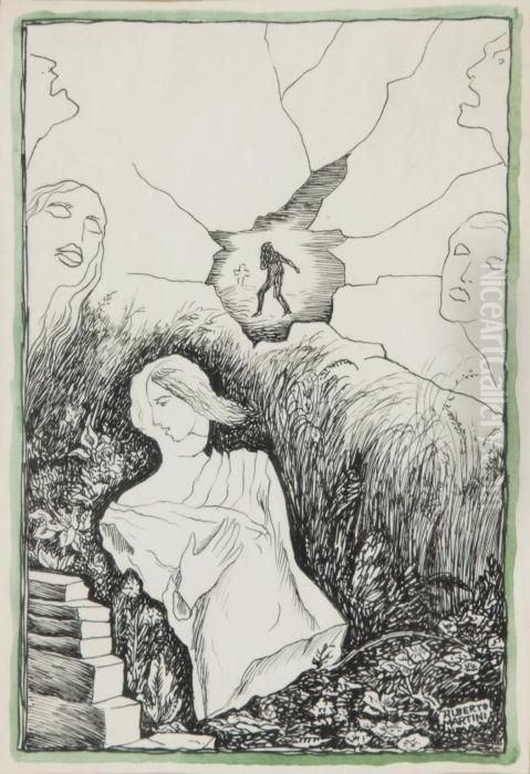 Aurelia Cap. Vi - Voci: L'universo E Nella Notte Oil Painting by Alberto Martini