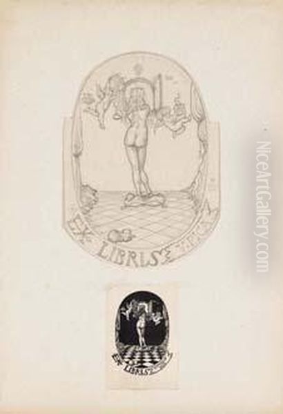 Ex Libris Oil Painting by Alberto Martini