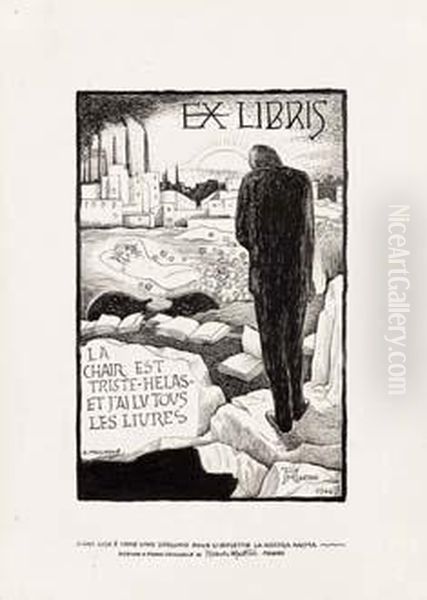 Ex Libris Oil Painting by Alberto Martini