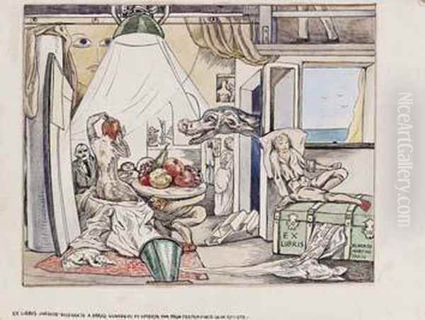 Ex Libris Oil Painting by Alberto Martini