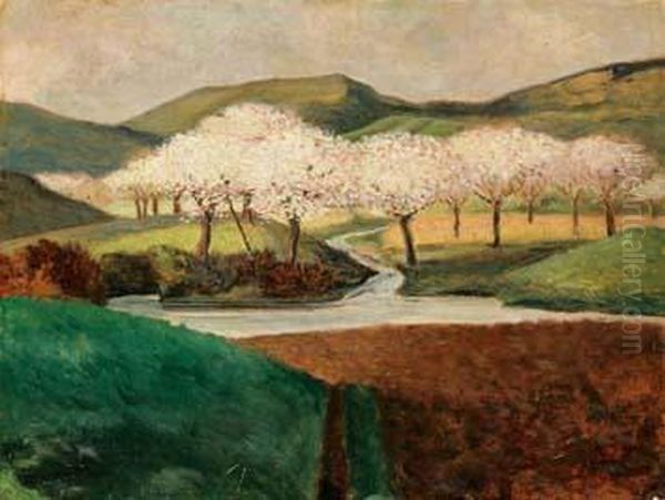 La Valle In Fiore - La Terra Promessa - Oil Painting by Alberto Martini