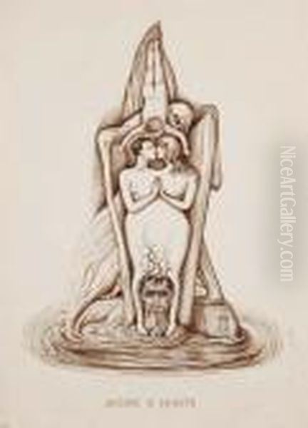 Amore E Morte - 1920 Oil Painting by Alberto Martini