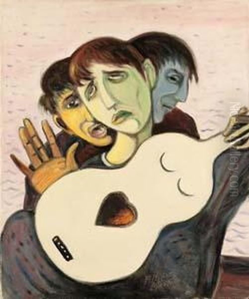 Realta Postbellica - (1945) Oil Painting by Alberto Martini