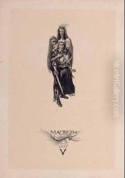 Macbeth-la Selva Di Birnam-finale Atto V Oil Painting by Alberto Martini