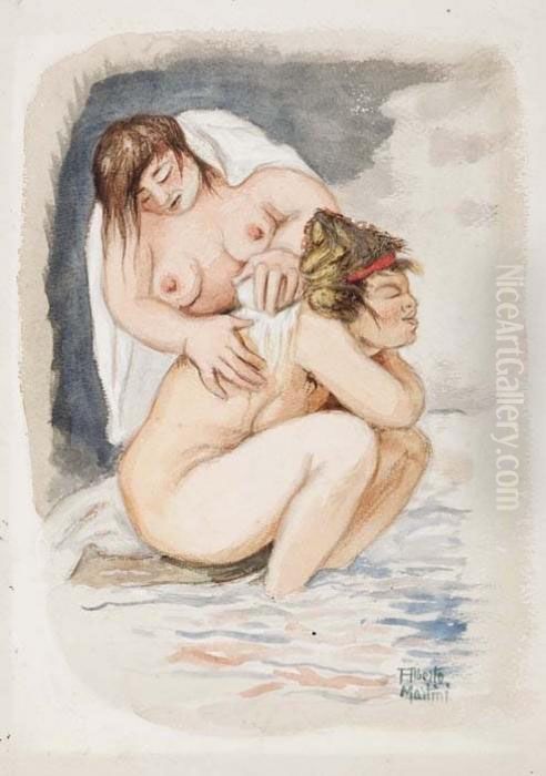 Bagnanti - (1945) Oil Painting by Alberto Martini