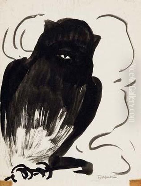 Gufo - (1909) Oil Painting by Alberto Martini