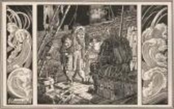 Il Nano E La Corte Di Culagna - 1896 Oil Painting by Alberto Martini