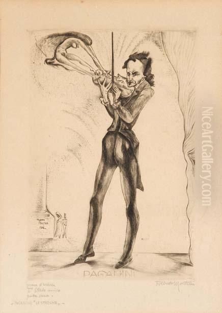 Le Streghe - 1918 Oil Painting by Alberto Martini