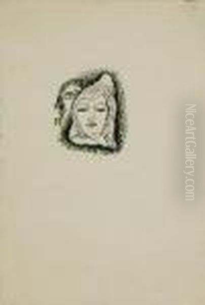 A) Volto Femminile - (1933) Oil Painting by Alberto Martini