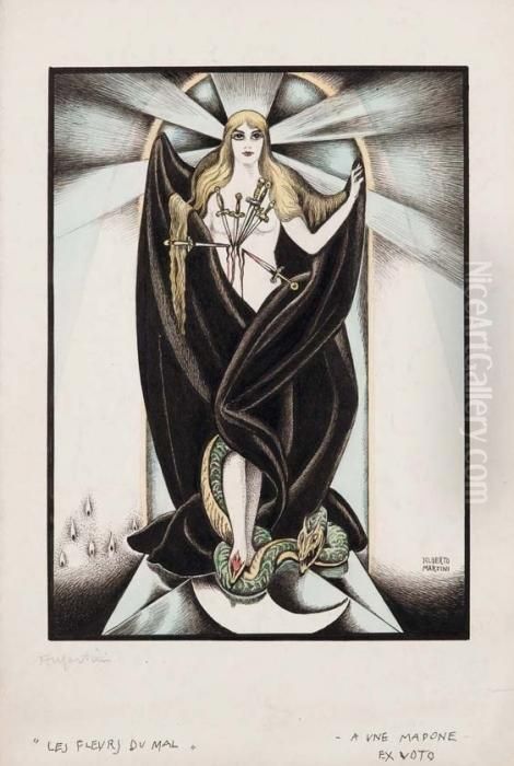 Les Fleurs Du Mal - (1920) Oil Painting by Alberto Martini