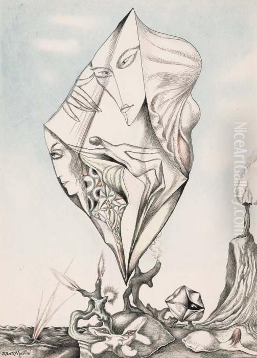 Poliedrico Rabesco - (1940) Oil Painting by Alberto Martini